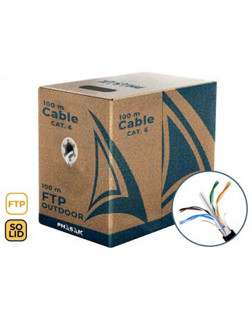 BOBINA CABLE EXTERIOR RJ45 FTP 100 METR. CAT.6 SOLIDO CCA